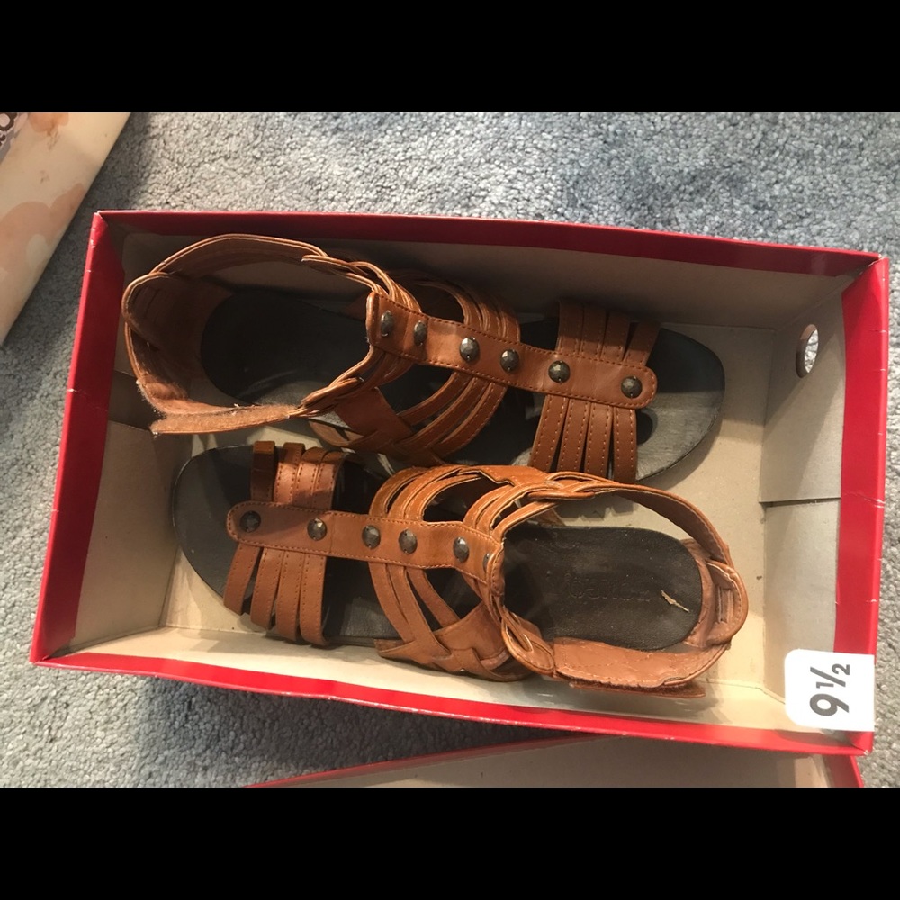 Brown leather gladiator style sandal